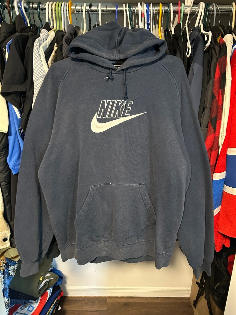 Nike Navy Blue Y2K Men Hoodie - XL